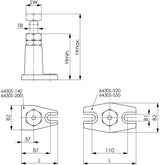 AMF Schraubbock Nr. 6430S Atlas Gr. 550 mit Gegenmutter, 320–550 mm, Tragfähigkeit 25 kN