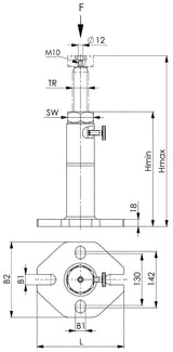 AMF Schraubbock Nr. 6435S Gr. 1250 – Schwere Ausführung, stufenlos verstellbar, 40 kN