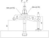 AMF Spanneisen Nr. 6311 für T-Nut 20-28 mm, Länge 200 mm, leichte Bauweise, brünierter Vergütungsstahl