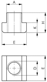 AMF T-Nutenstein DIN 508 für T-Nut 12 mm mit Gewinde M8, Festigkeitsklasse 10