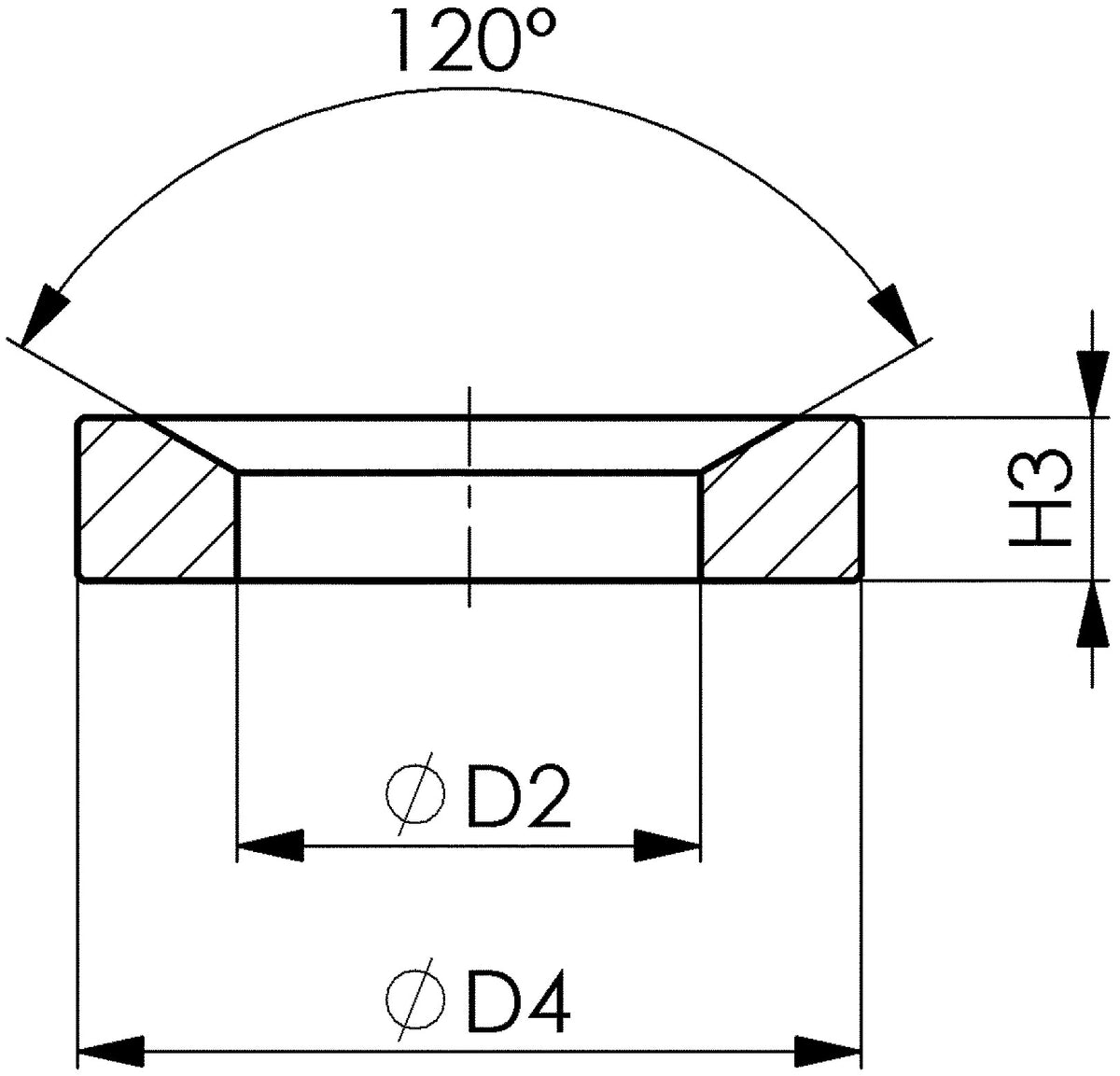 AMF Kegelpfanne DIN 6319D für M30 Schrauben, Bohrung 35 mm, Kegelwinkel 120°, einsatzgehärtet