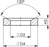 AMF Kegelpfanne DIN 6319D für M30 Schrauben, Bohrung 35 mm, Kegelwinkel 120°, einsatzgehärtet