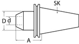 PROMAT Flächenspannfutter SK40 DIN 69871AD Weldon Spann-Ø 6 mm Auskraglänge 50 mm