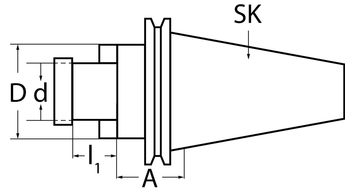 PROMAT Quernutaufsteckfräsdorn SK40 DIN 69871AD/B Spann-Ø 16 mm Auskraglänge 35 mm