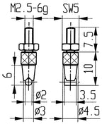 horizontaler Zylinder / 2 mm / keine Angabe
