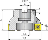 PROMAT Eckfräser 50 mm vernickelt mit Innenkühlung für SDMT 120508 – 5 Schneiden
