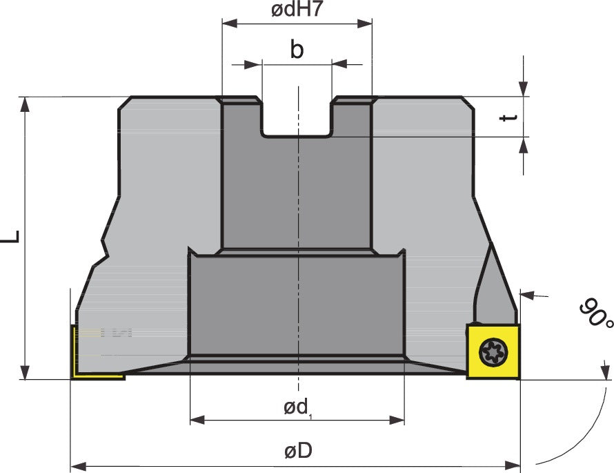 PROMAT Eckfräser 40 mm vernickelt mit Innenkühlung Z5 – SOMT 09T304