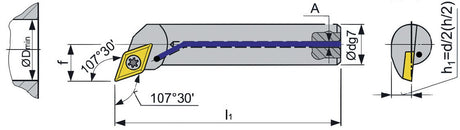 PROMAT Bohrstange A20Q-SDQCR 11 rechts mit Innenkühlung, vernickelt, Ø 20 mm