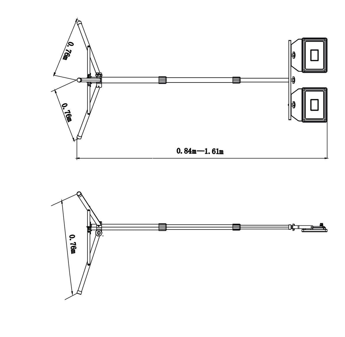 PROMAT LED-Strahler 2x50W mit Stativ, 2x3660 lm, IP65, 7,5m H07RN-F Kabel, 120° Abstrahlwinkel