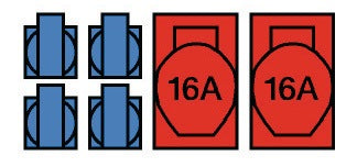 JÄGER DIREKT Kunststoffstandstromverteiler CEE-16 A, 5-polig, 2xCEE 16 A, 4x230V, IP54, abschließbar