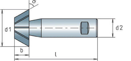 MAYKESTAG Winkelfräser DIN 1833D Typ N Ø16 mm 45° HSS-Co Z8 für Stahl & NE-Metalle