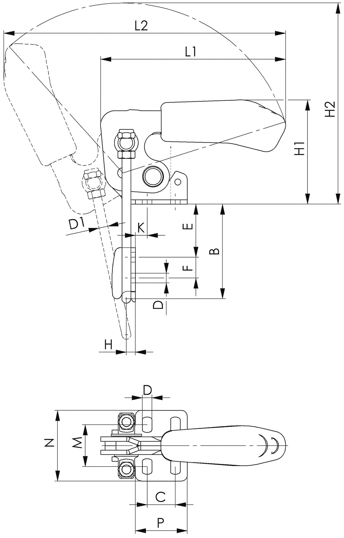 AMF Verschlussspanner Nr. 6848V Gr. 2 vertikal – Schnellspanner mit 1,6 kN Zugkraft