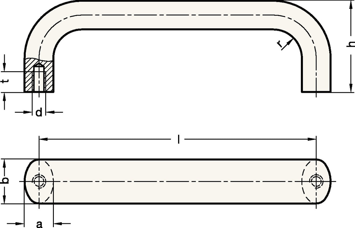 Bügelgriff GN 565 von GANTER – Aluminium, 120 mm, kunststoffbeschichtet schwarz