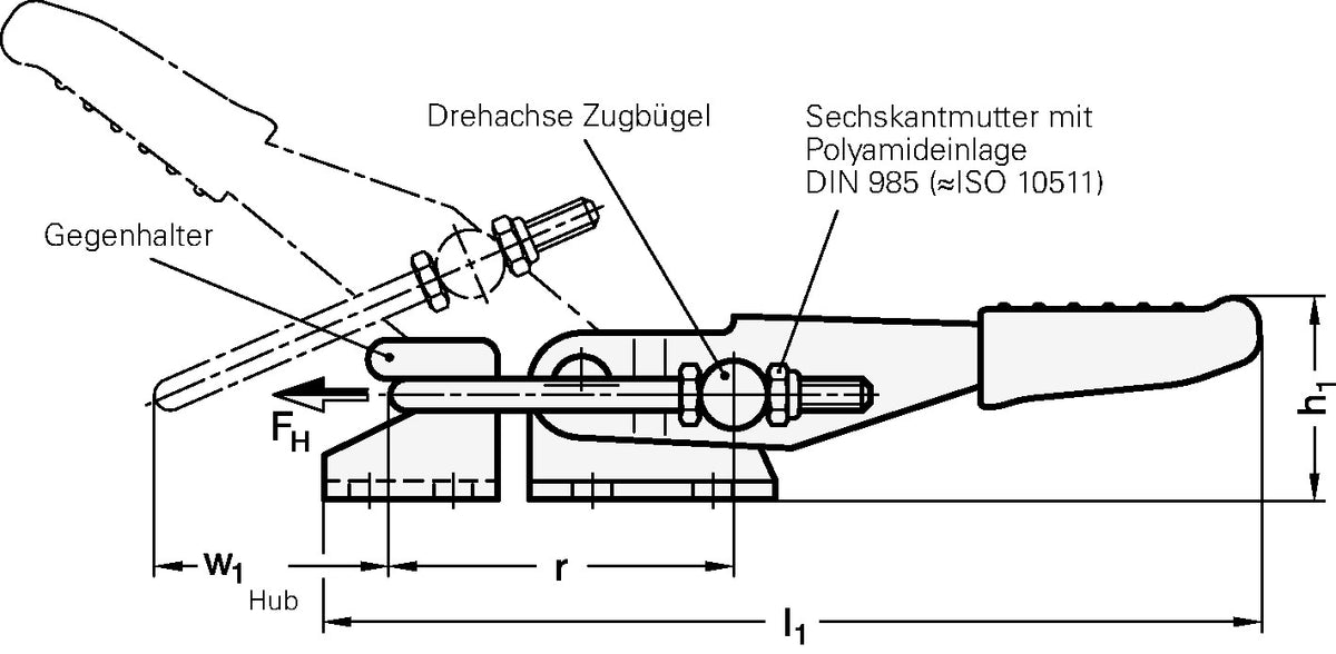 GANTER Verschluss-Spanner GN 851 STA mit 1600 N Haltekraft, Stahl