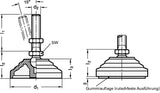 GANTER Kunststoff-Gelenkfuß GN 344, Ø 100 mm, M10, 18 kN, mit Gummiauflage