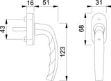 HOPPE Fenstergriff Atlanta 0530/US952 mit Secustik® und VarioFit®, Alu naturfarbig F1