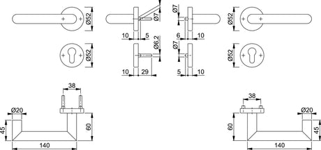 HOPPE Feuerschutz-Rosettengarnitur Rotterdam FS-E1401/42H/42HS Edelstahl für Innentüren