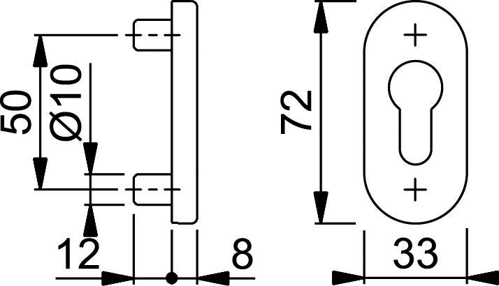 HOPPE Feuerschutz-Schlüsselrosette FS-E55S Edelstahl F69 oval 8 mm – geprüft nach DIN 18273