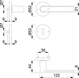 HOPPE Rosettengarnitur Los Angeles M1642/42KV/42KVS – Schwarz satiniert, DIN L/R, 8 mm Vollstift