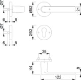 HOPPE Rosettengarnitur Los Angeles M1642/42KV/42KVS – Schwarz satiniert, DIN L/R, 8 mm Vollstift