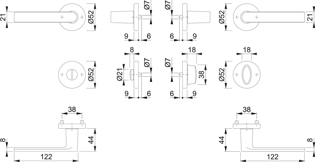 HOPPE Rosettengarnitur Los Angeles M1642/42KV/42KVS – Schwarz satiniert, DIN L/R, 8 mm Vollstift