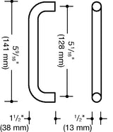 HEWI Möbelgriff PA 90 tiefschwarz matt, Ø13 mm, Befestigungsabstand 128 mm