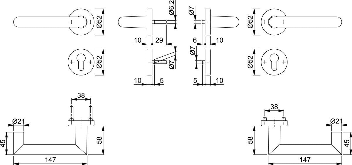 HOPPE Feuerschutz-Antipanik-Türgriffgarnitur Rotterdam FS-1401/42H/42HS Aluminium F1