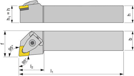 TECWERK Klemmdrehhalter DCLNR2020K12 für Außendrehen – rechts, vernickelt, Pratzenklemmung