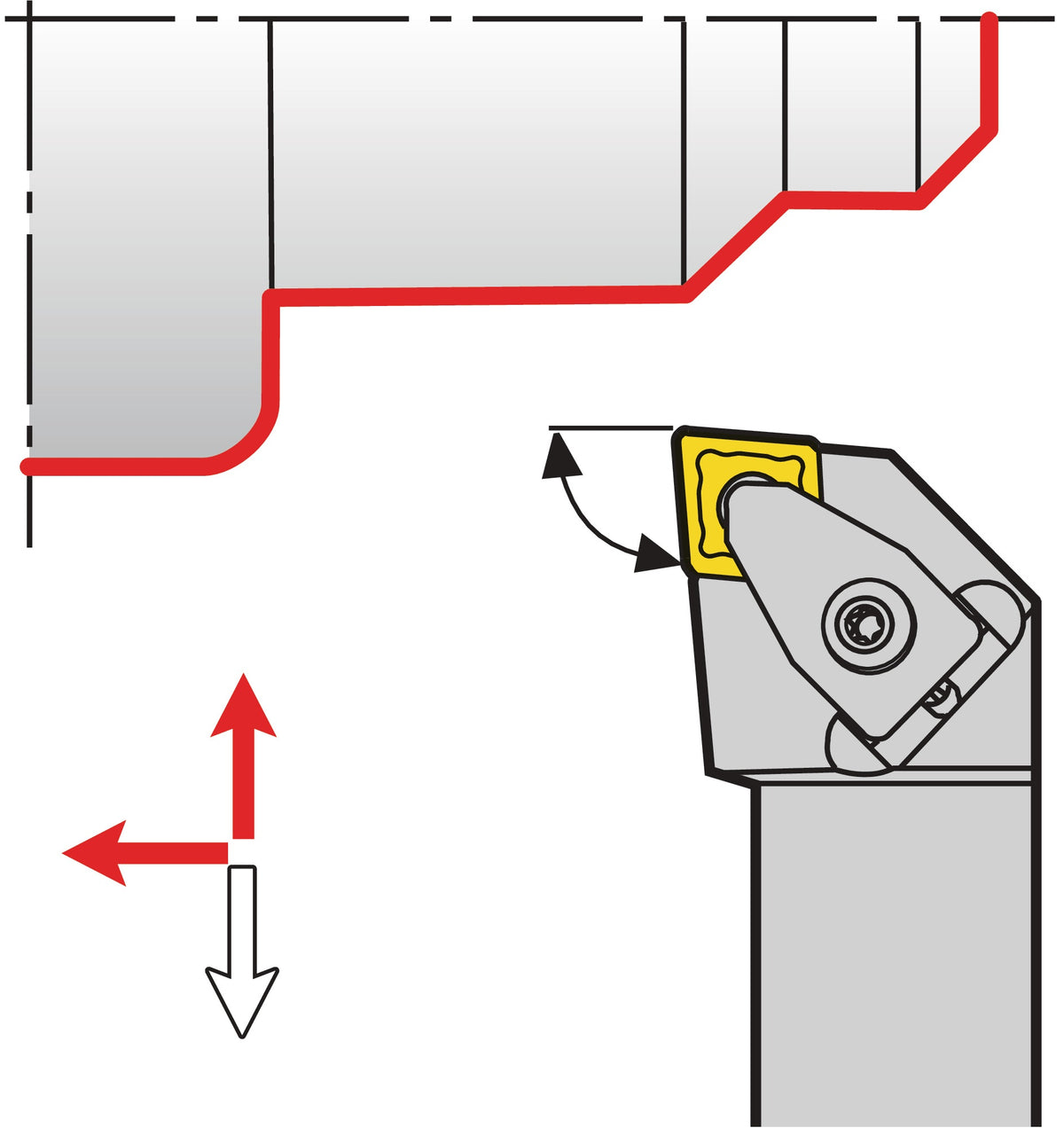 TECWERK Klemmdrehhalter DCLNR2020K12 für Außendrehen – rechts, vernickelt, Pratzenklemmung