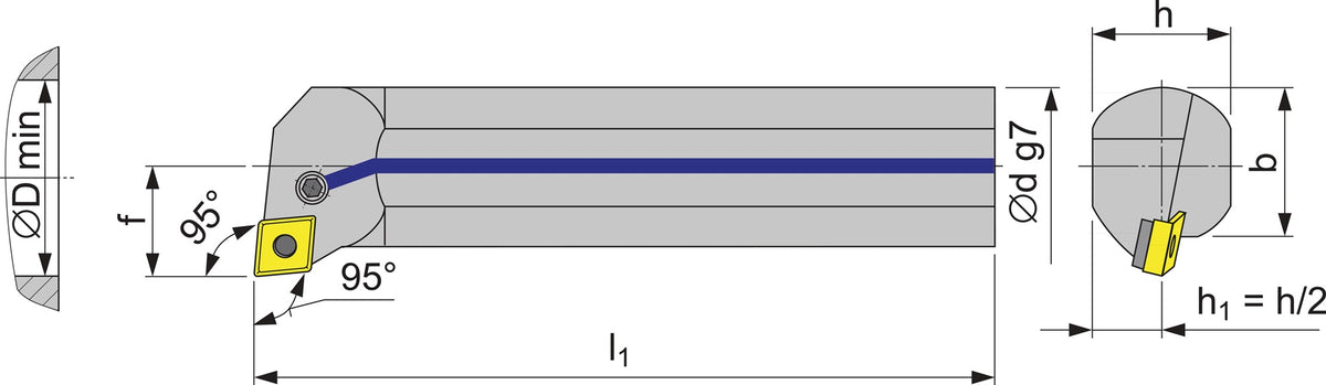 TECWERK Bohrstange A25S-PCLNR 12 mit Innenkühlung, rechts, vernickelt