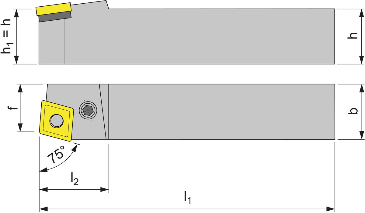 TECWERK Klemmdrehhalter PCBNR2525M12 – Außendrehen, Stiftklemmung, brüniert