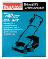 Makita Akku-Vertikutierer – 38 cm Arbeitsbreite, 50L Fangkorb & 2 Akku-Steckplätze - UV001GZ