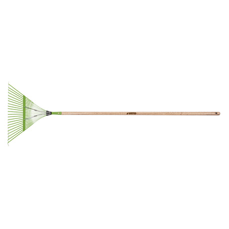 VITO Laubrechen Metall - Laubbesen mit Stiel - Rasenharke 45 cm, 22 Flachzinken
