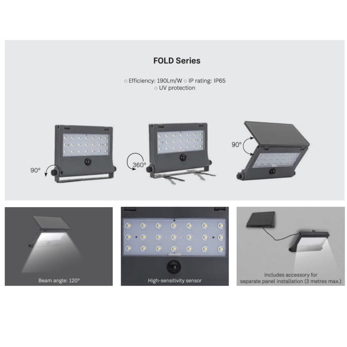 ASLO Solar-Flutlicht 1000 Lumen – 4000K Neutralweiß, IP65, Solarbetrieben, Robustes Design, Mehrere Modi – Modell ASFOLD100040