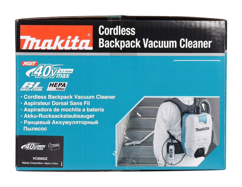 Makita Akku-Rucksackstaubsauger – 2L Behälter, HEPA-Filter & 4-stufige Saugkraft - VC008GZ