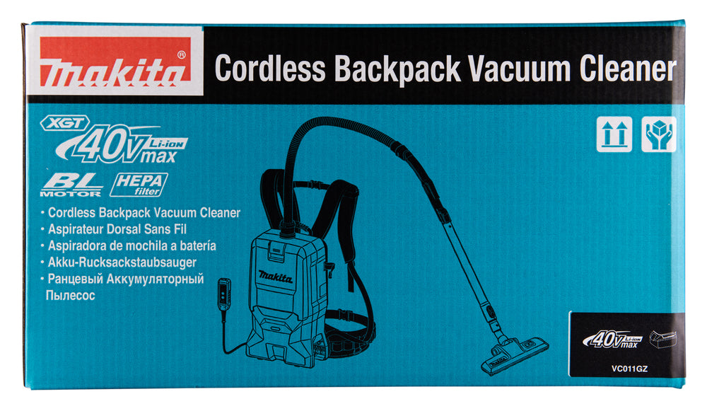 Makita Akku-Rucksackstaubsauger 40V – mit HEPA-Filter, 6L Staubsack & LED-Licht - VC011GZ