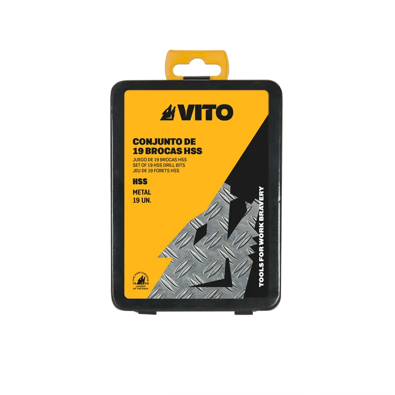VITO HSS-Bohrer Set aus Stahl - 19 Teile - für Bohrmaschinen - VIBHSS19