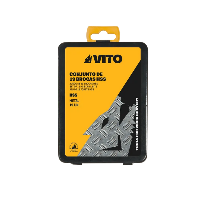 VITO HSS-Bohrer Set aus Stahl - 19 Teile - für Bohrmaschinen, Set mit Aufbewahrungsbox