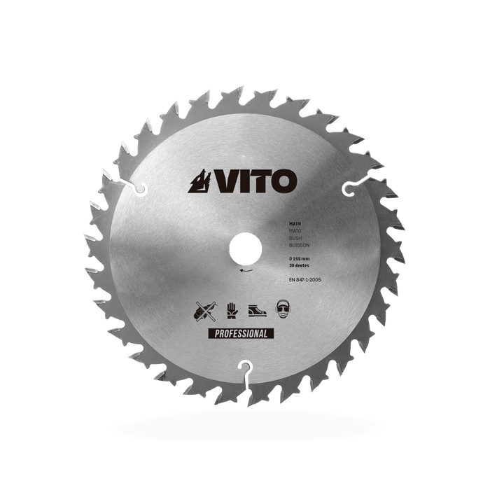 VITO Pro Sägeblatt, Kreissägeblatt für Motorsense 30 Zähne - 255 mm