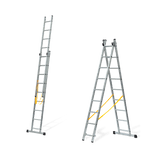 VITO 2-teilige Alu-Kombileiter 2,0 m, Anlegeleiter 3,3 m, Schiebeleiter 2X7 Sprossen