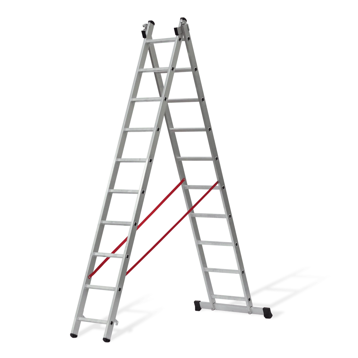 VITO 2-teilige Kombileiter mit je 14 Sprossen EN 131 Schiebeleiter aus Aluminium 2x14 Sprossen - VIEDQ4