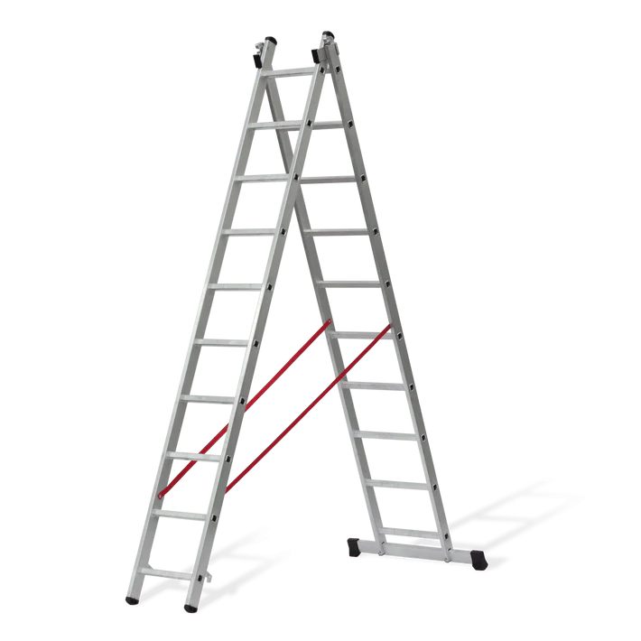 VITO 2-teilige Kombileiter mit je 12 Sprossen EN 131 Schiebeleiter aus Aluminium 2x12 Sprossen - VIEDQ35
