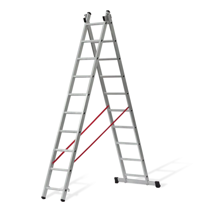 VITO 2-teilige Kombileiter mit je 17 Sprossen EN 131 Schiebeleiter aus Aluminium, 2x17 Sprossen