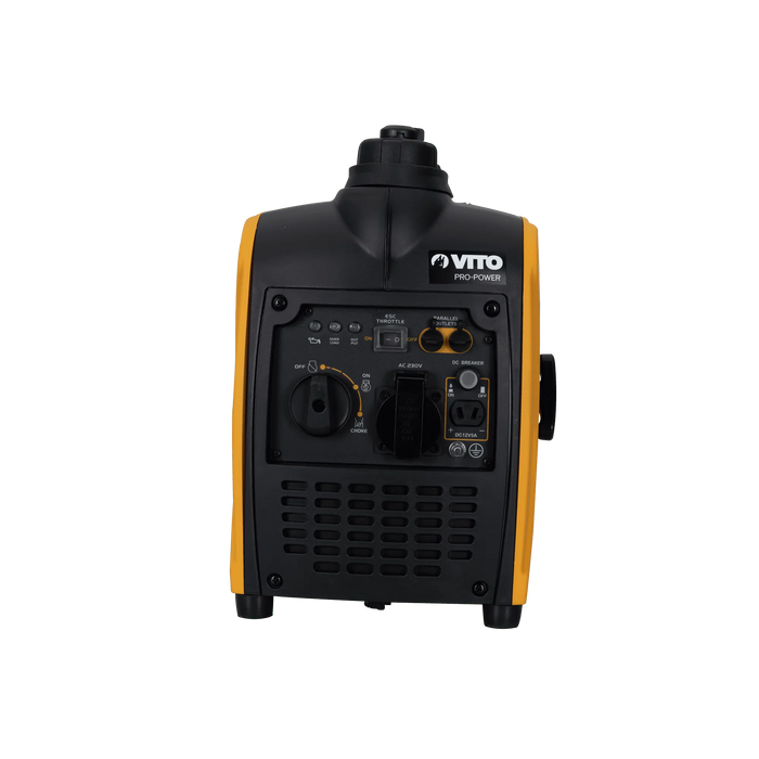 VITO Benzin Inverter 1250W - 230V, 4-Takt-Motor, 1,5 PS - geringes Gewicht, AC- und DC-Ausgang, sparsam, ergonomisch, einfacher Start - Pro Power - VIGI1250