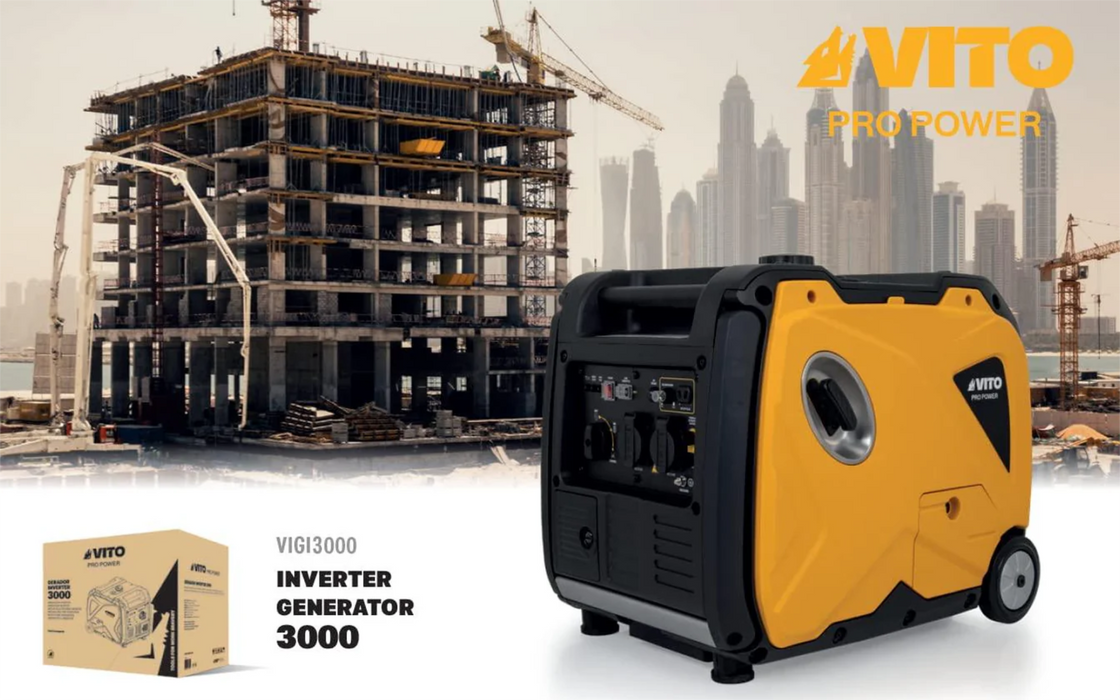 VITO Inverter Benzin-Stromerzeuger 3500W max. E-Start + Seilzug Generator