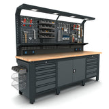 Bullram TOOLBOX4YOU 250cm Profi Werkbank mit Schubladen und Rückwand WBG02 - 2500x730x2050mm