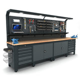 Bullram TOOLBOX4YOU Profi Werkbank mit Schubladen und Rückwand WBG04 - 3560x700x1995mm