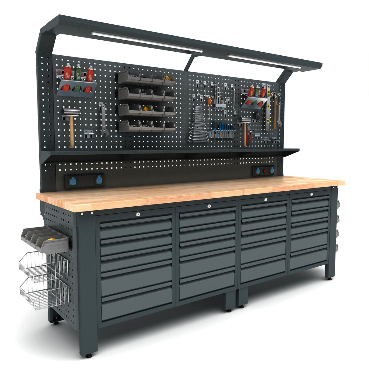 Bullram Profi Werkbank mit 20 Schubladen 2560 × 730 × 2005 mm – WBG06