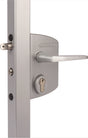 LOCINOX Industrieschloss grau 4-Loch Montage für 60-80 mm Profile – Torriegel mit Wechselbedienung