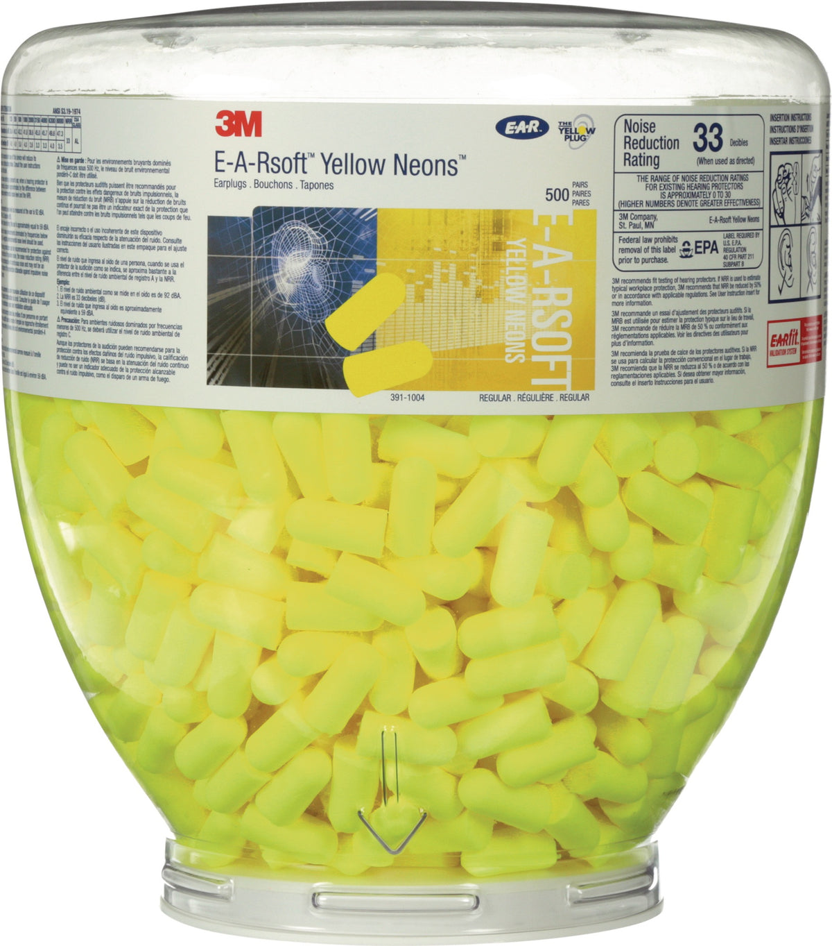 3M Gehörschutzspender One Touch Pro mit E-A-Rsoft Yellow Neons Füllung